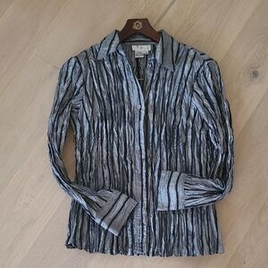 Puli Gray Tailored Blouse with Textured Fabric